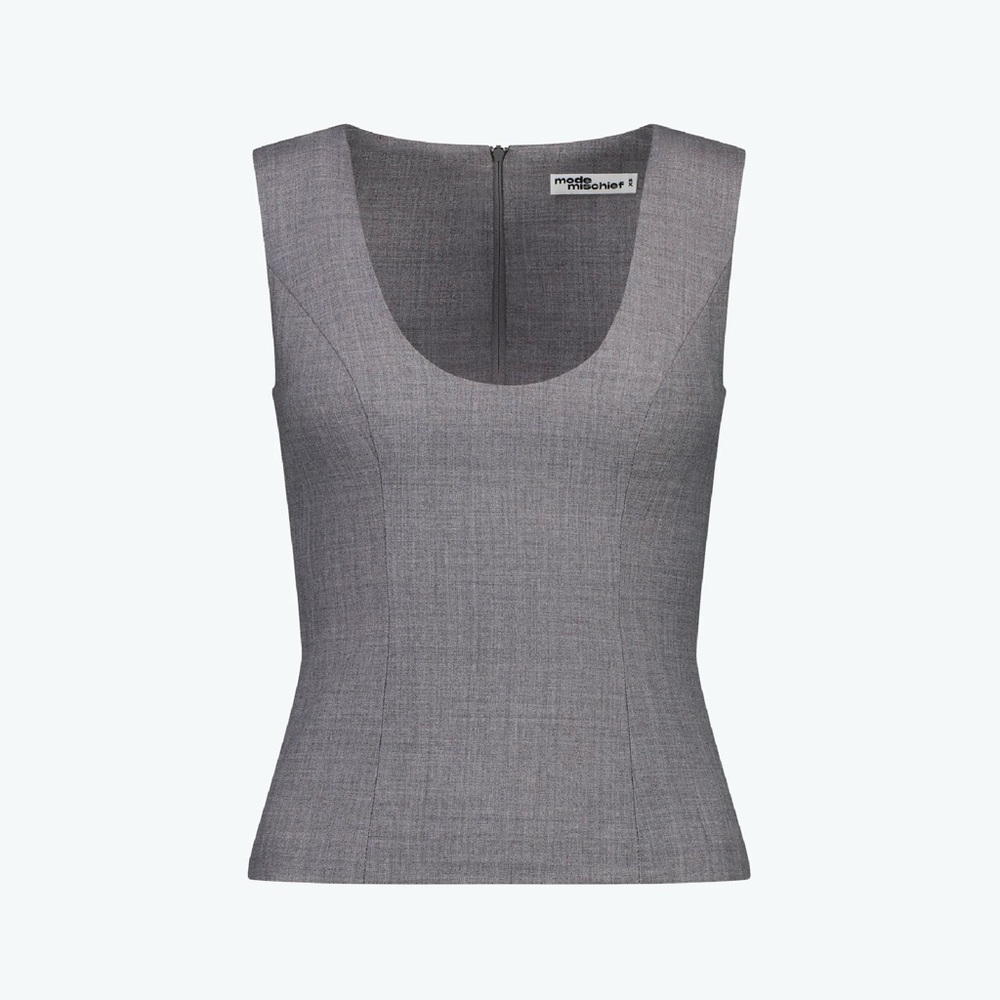 NWT mode mischief Sculpted Scoop Tank in Argente Grey Professional Business